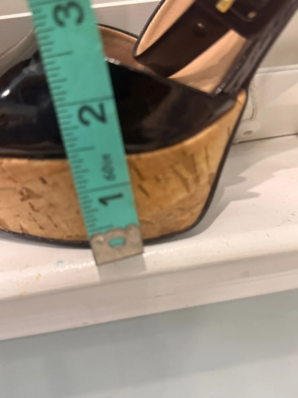 Pour La Victoire Black Patent Platform Slingbacks